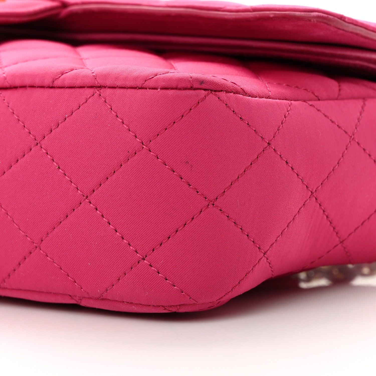 Chanel Satin Quilted Medium Double Flap Fuchsia 11 of 24