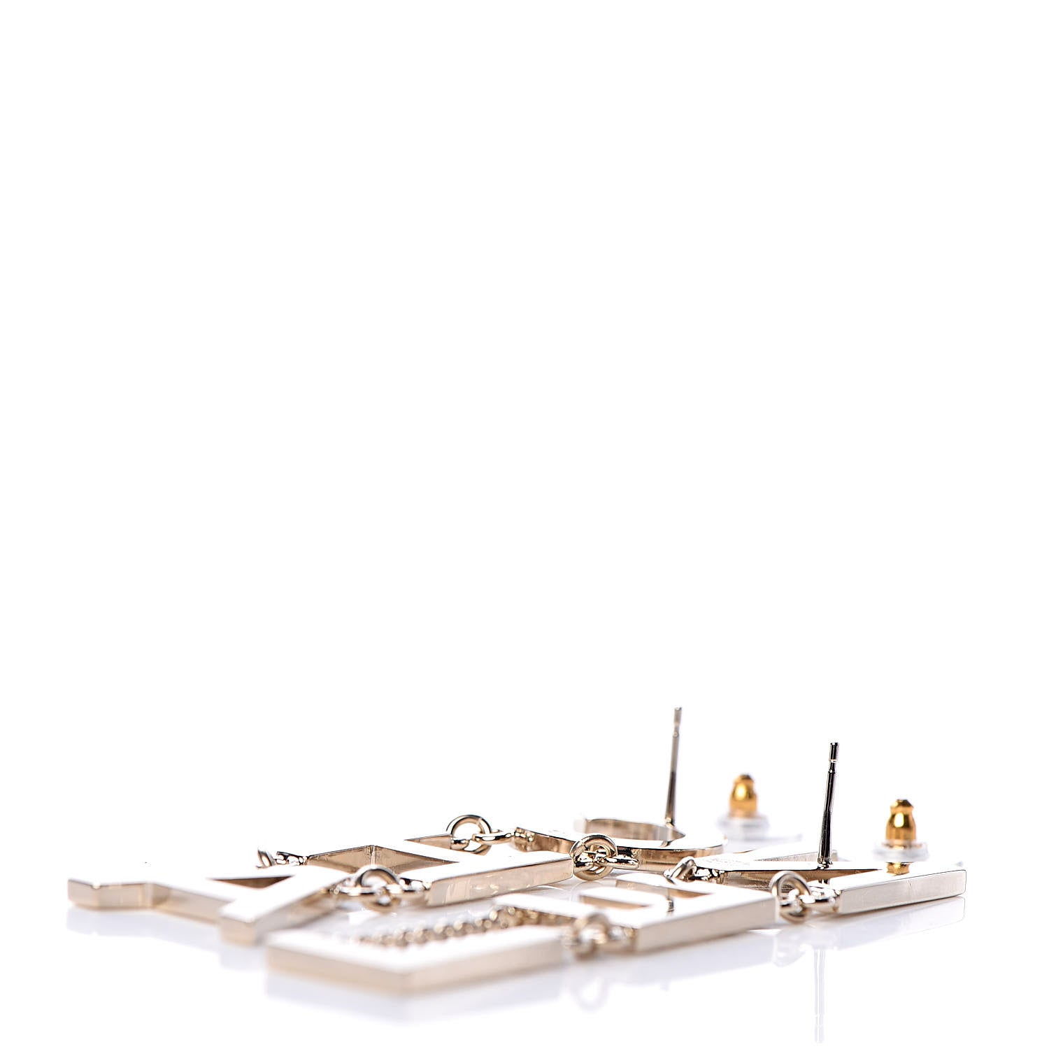 Chanel Metal Cha-Nel Logo Drop Earrings Gold 3 of 5