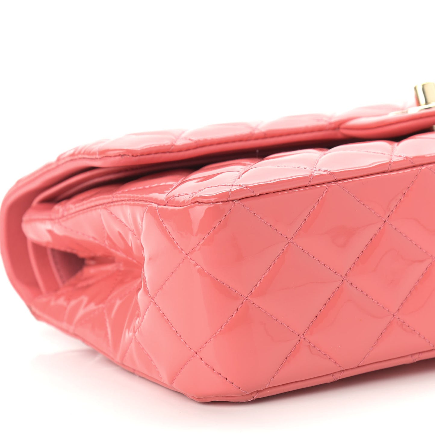 Patent Quilted Medium Double Flap Pink