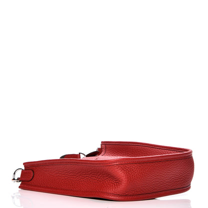 Hermes Taurillon Clemence Amazone Evelyne TPM Rouge Casaque Etain 4 of 8
