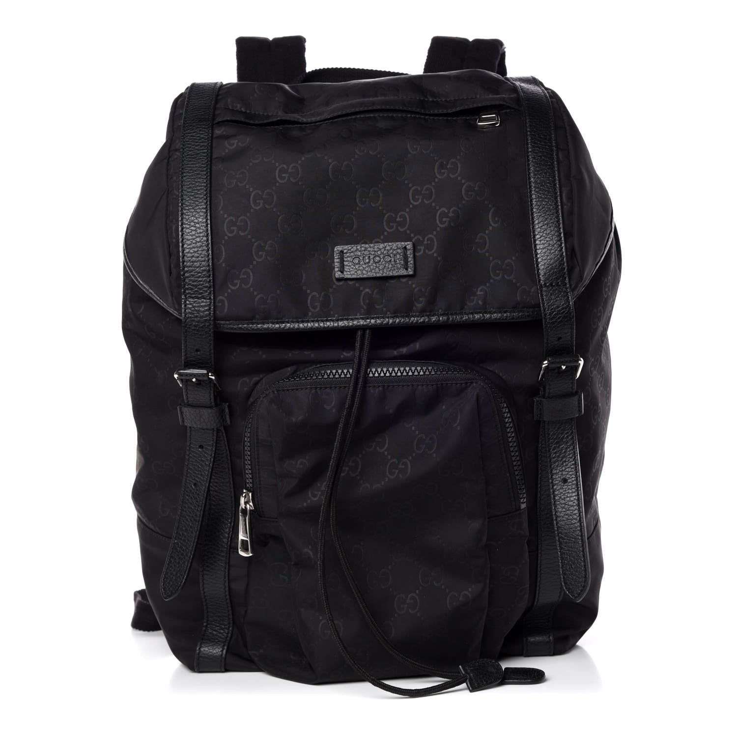 Gucci Nylon Monogram Medium Light Double Buckle Backpack Black 1 of 10