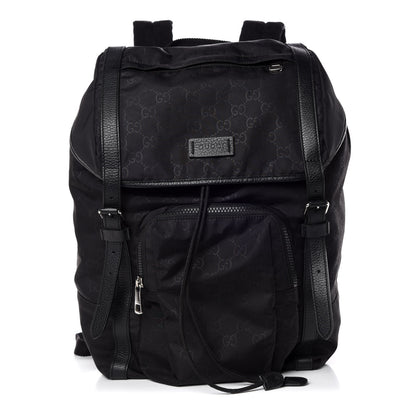 Gucci Nylon Monogram Medium Light Double Buckle Backpack Black 1 of 10