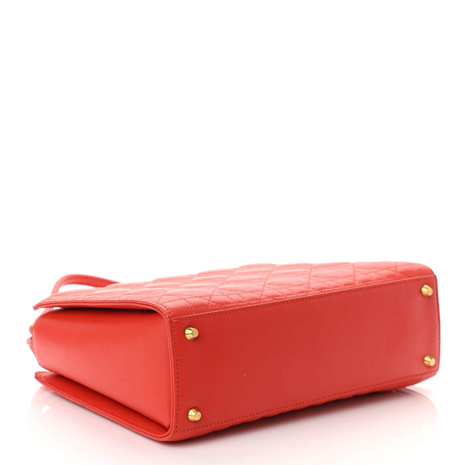 Christian Dior Lambskin Cannage Shoulder Bag Orange 4 of 10