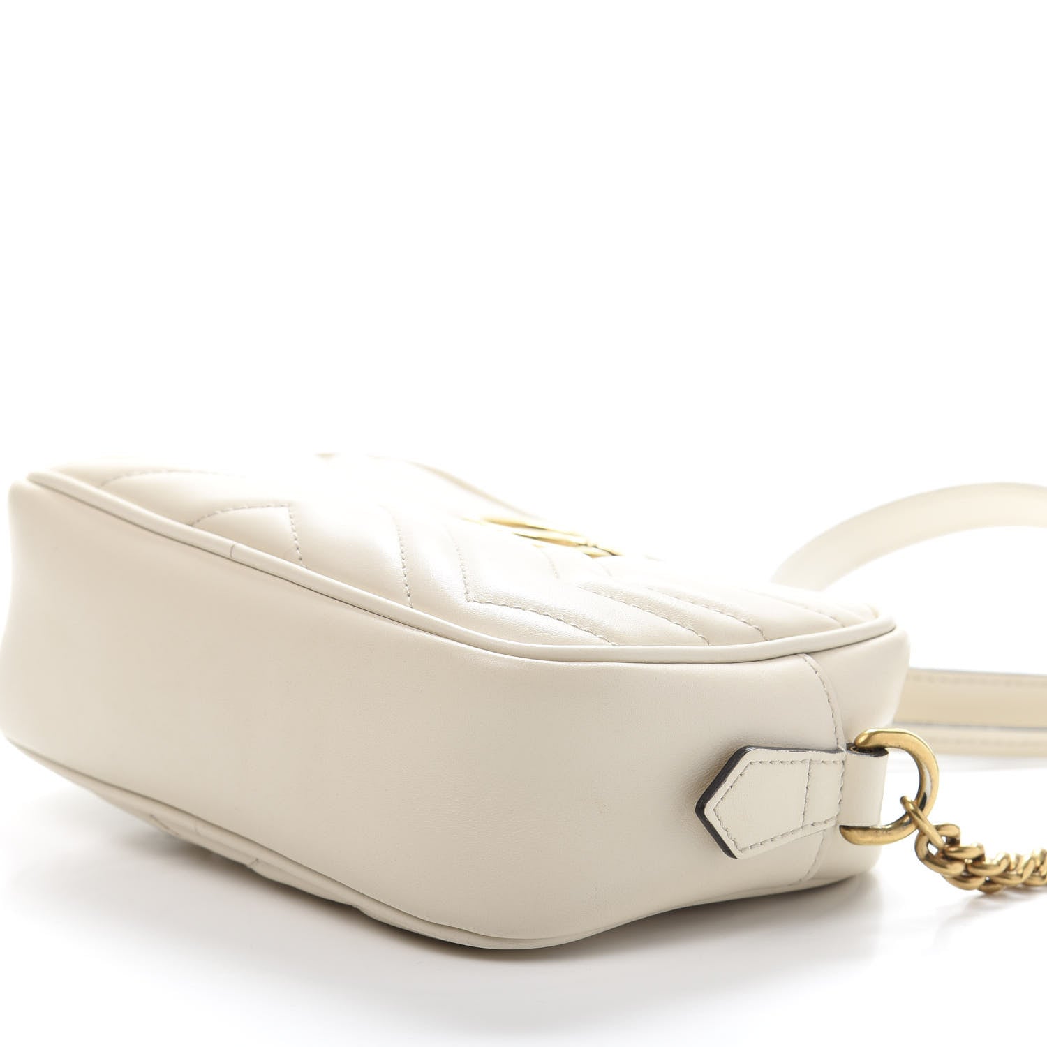 Gucci Calfskin Matelasse Mini GG Marmont Chain Shoulder Bag White 10 of 12