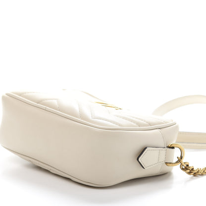 Gucci Calfskin Matelasse Mini GG Marmont Chain Shoulder Bag White 10 of 12
