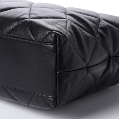 Chanel Lambskin Quilted Drawstring Shopping Bag Black 8 of 11