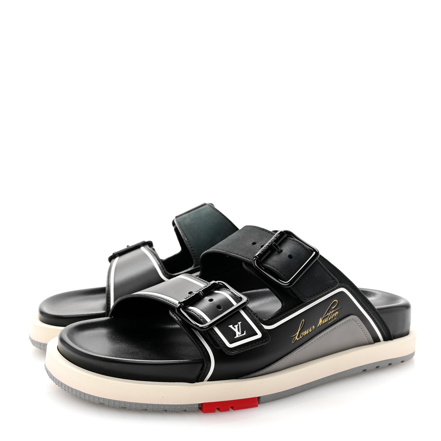 Louis Vuitton Mix Materials Mens LV Script Trainer Mules 5 Black Multicolor 3 of 12