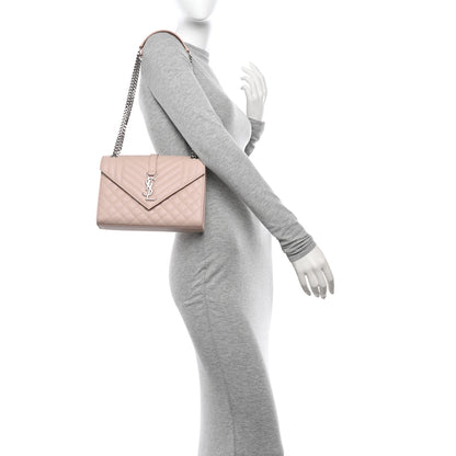 Saint Laurent Grain De Poudre Textured Mixed Matelasse Medium Triquilt Monogram Satchel Marble Pink 2 of 11
