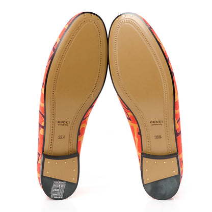 Gucci Canvas Horsebit Womens Jordaan Loafers 39.5 Orange Multicolor 6 of 10