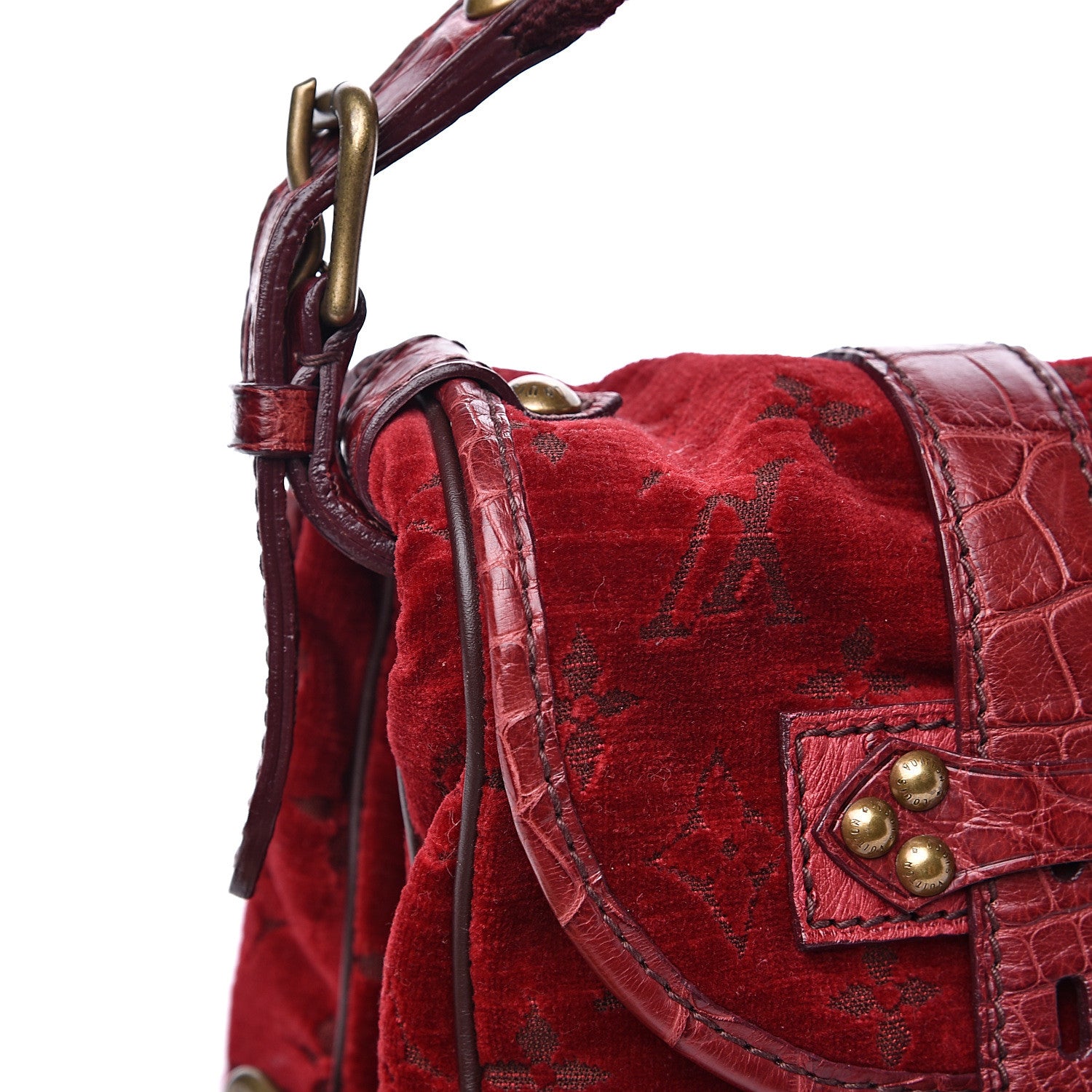 Louis Vuitton Monogram Velours Ostrich Clyde Red 12 of 13
