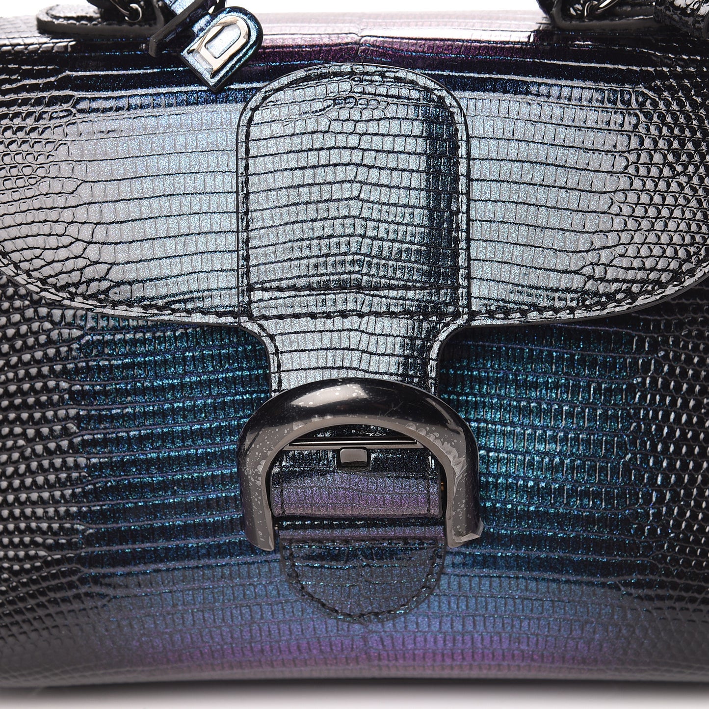 Iridescent Lizard Mini Brillant Satchel Black