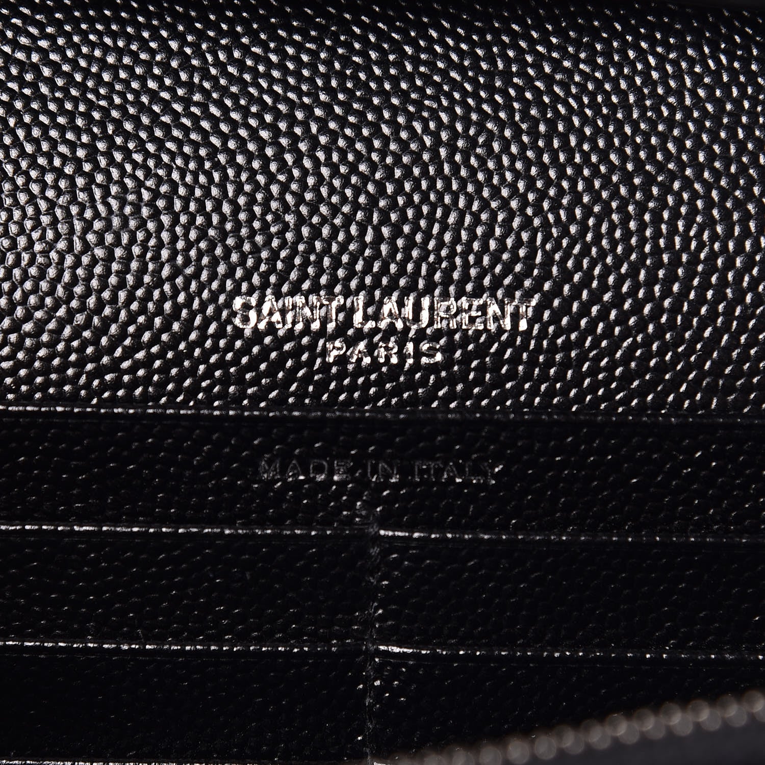 Saint Laurent Grain De Poudre Matelasse Chevron Monogram Chain Wallet Black 9 of 11