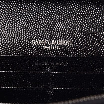 Saint Laurent Grain De Poudre Matelasse Chevron Monogram Chain Wallet Black 9 of 11