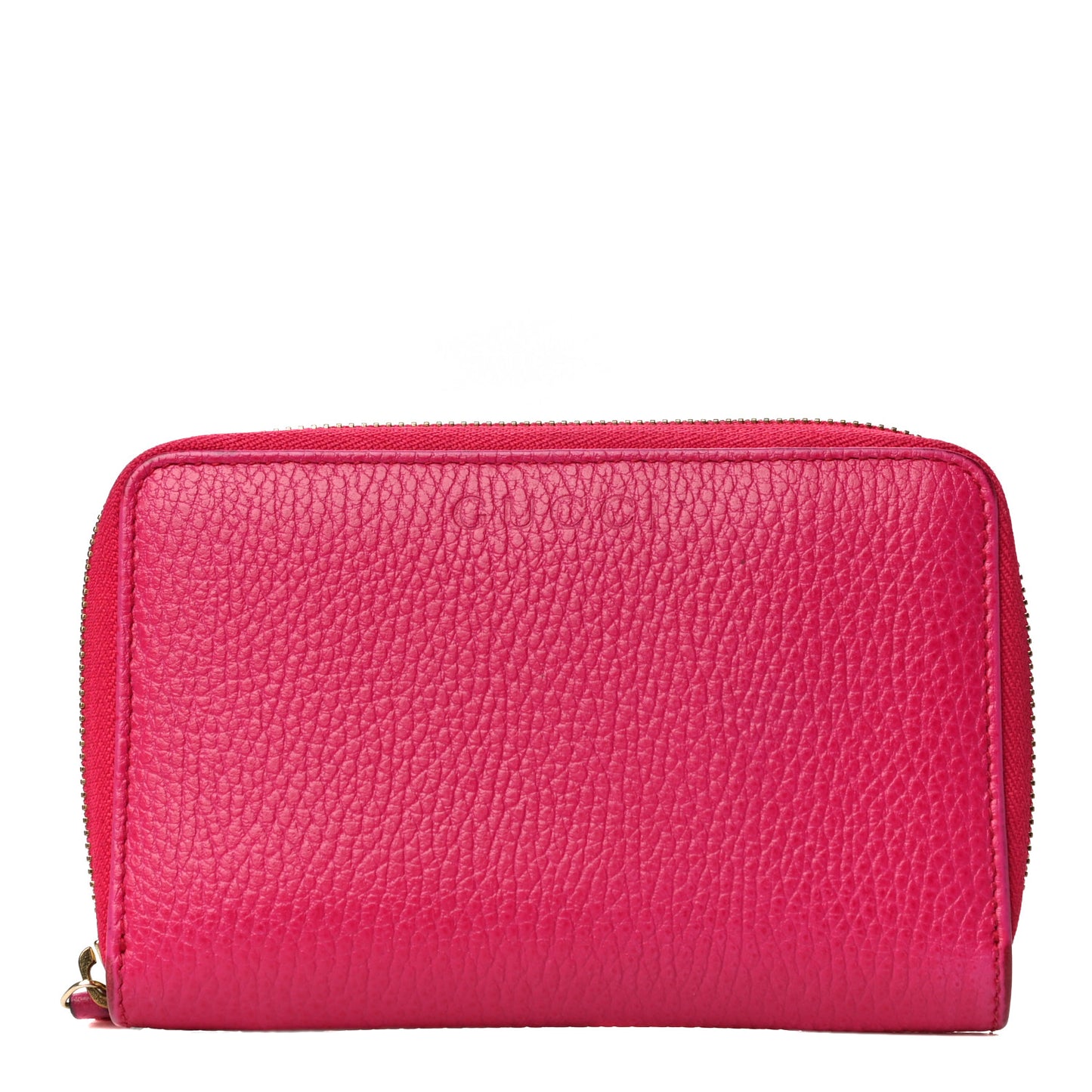Pebbled Calfskin Zip Around Wallet Pink