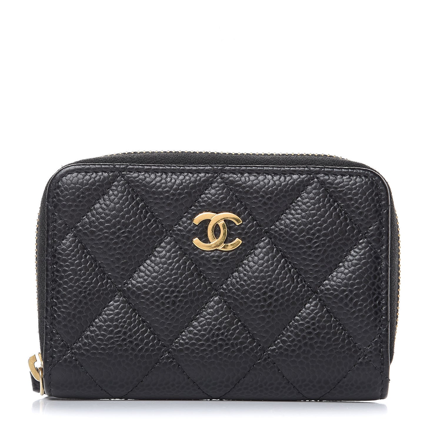 Caviar Quilted Zip Coin Purse Black