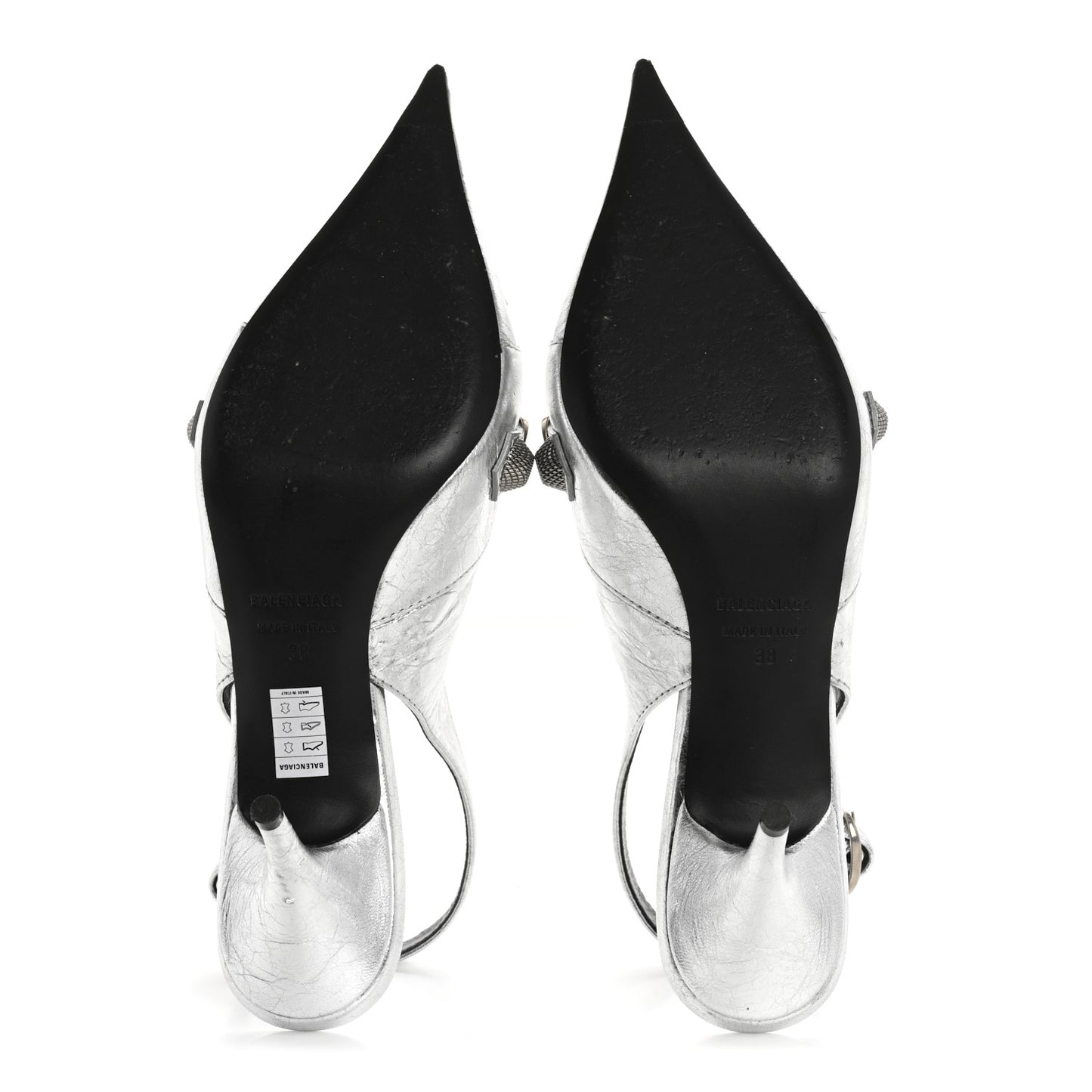 Agneau Metallic Arena Cagole 70mm Slingback Pumps 38 Silver