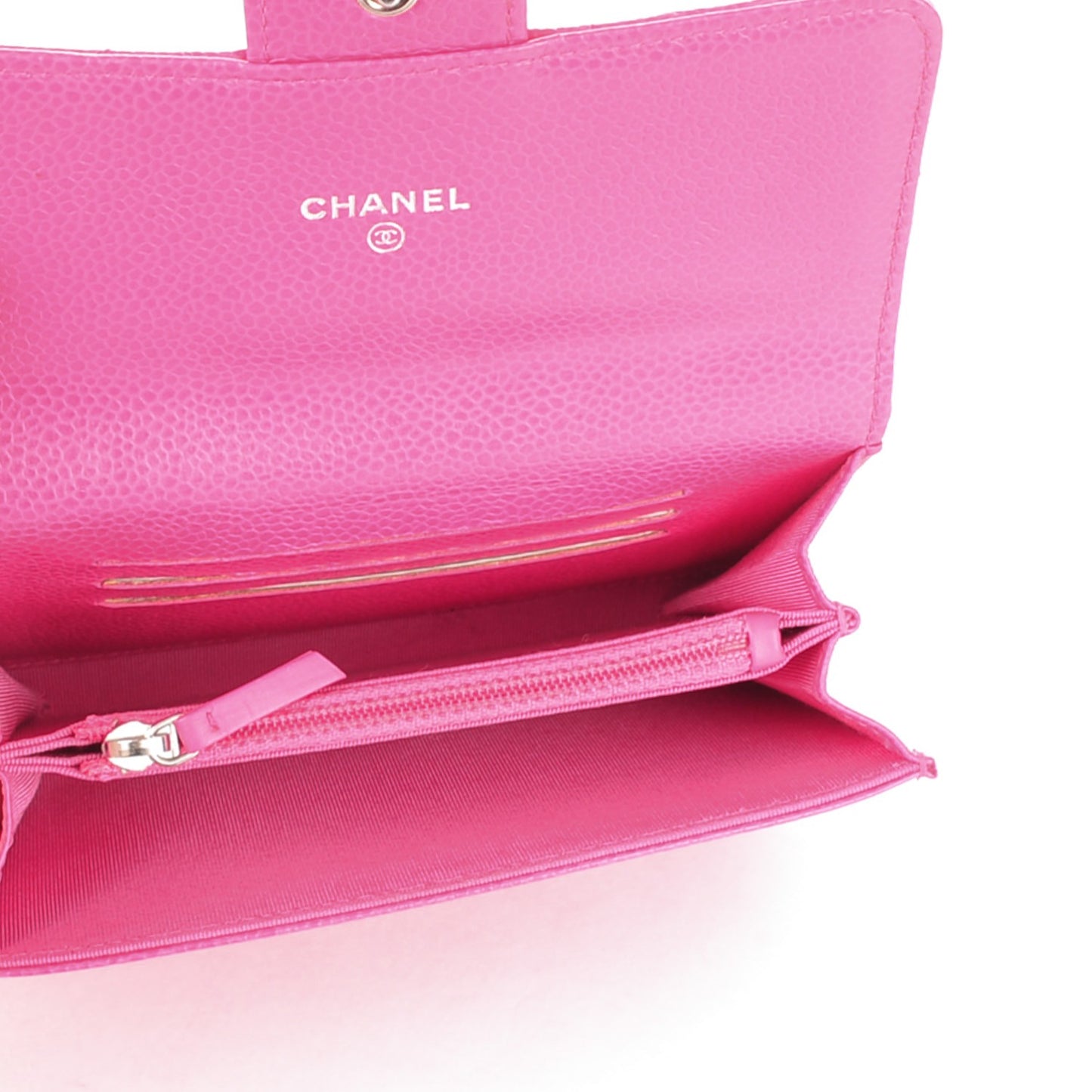 Caviar Quilted Small Flap Wallet Dark Pink