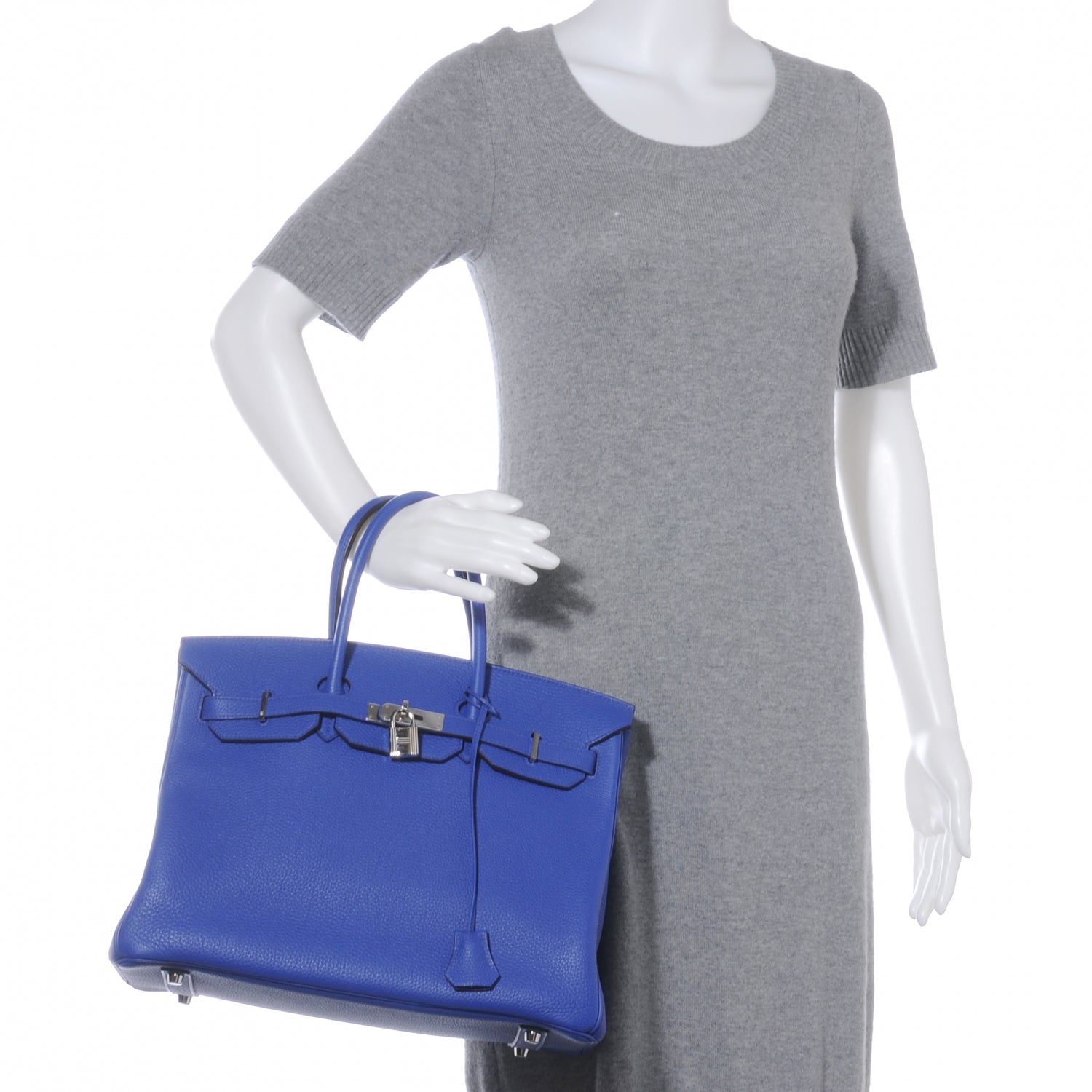 Hermes Togo Bi Color Horseshoe Birkin 35 Bleu Electrique and Iris 2 of 10