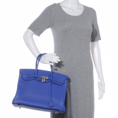 Hermes Togo Bi Color Horseshoe Birkin 35 Bleu Electrique and Iris 2 of 10