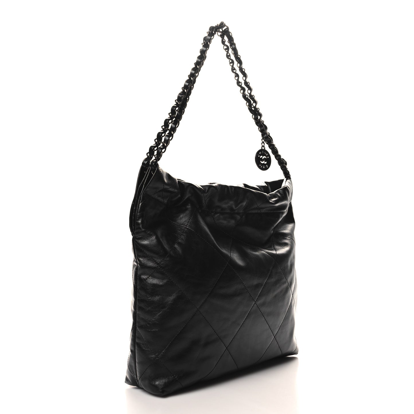 Shiny Calfskin Quilted Small Chanel 22 So Black
