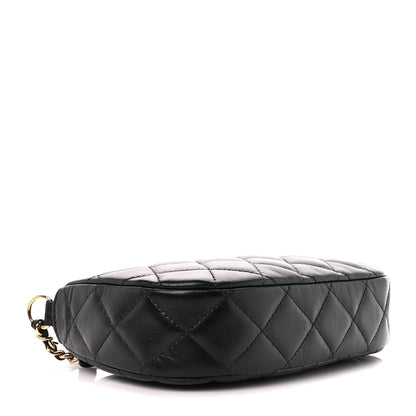 Chanel Shiny Crumpled Calfskin Quilted Enamel Heart Hobo Black 4 of 11