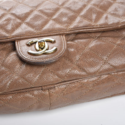 Chanel Crumpled Caviar Quilted Large Shiva Flap Beige 12 of 15