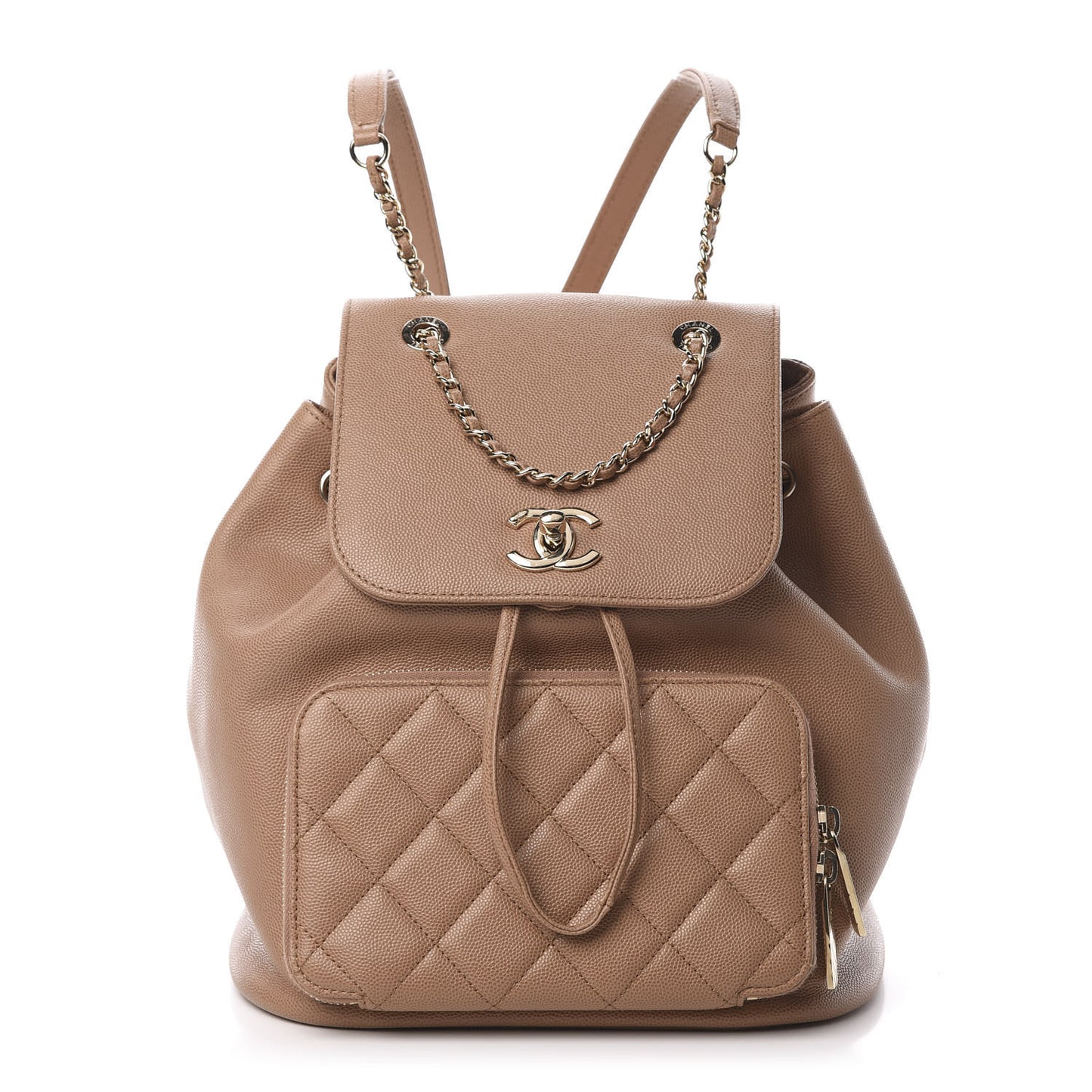 Caviar Quilted Business Affinity Backpack Beige