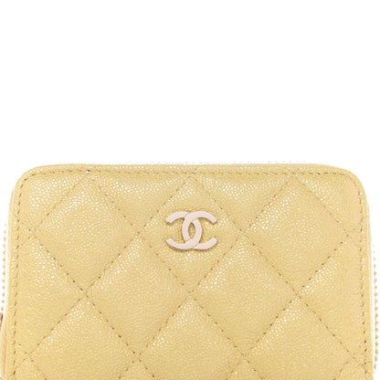 Chanel Iridescent Caviar Quilted Zip Coin Purse Yellow 8 of 10