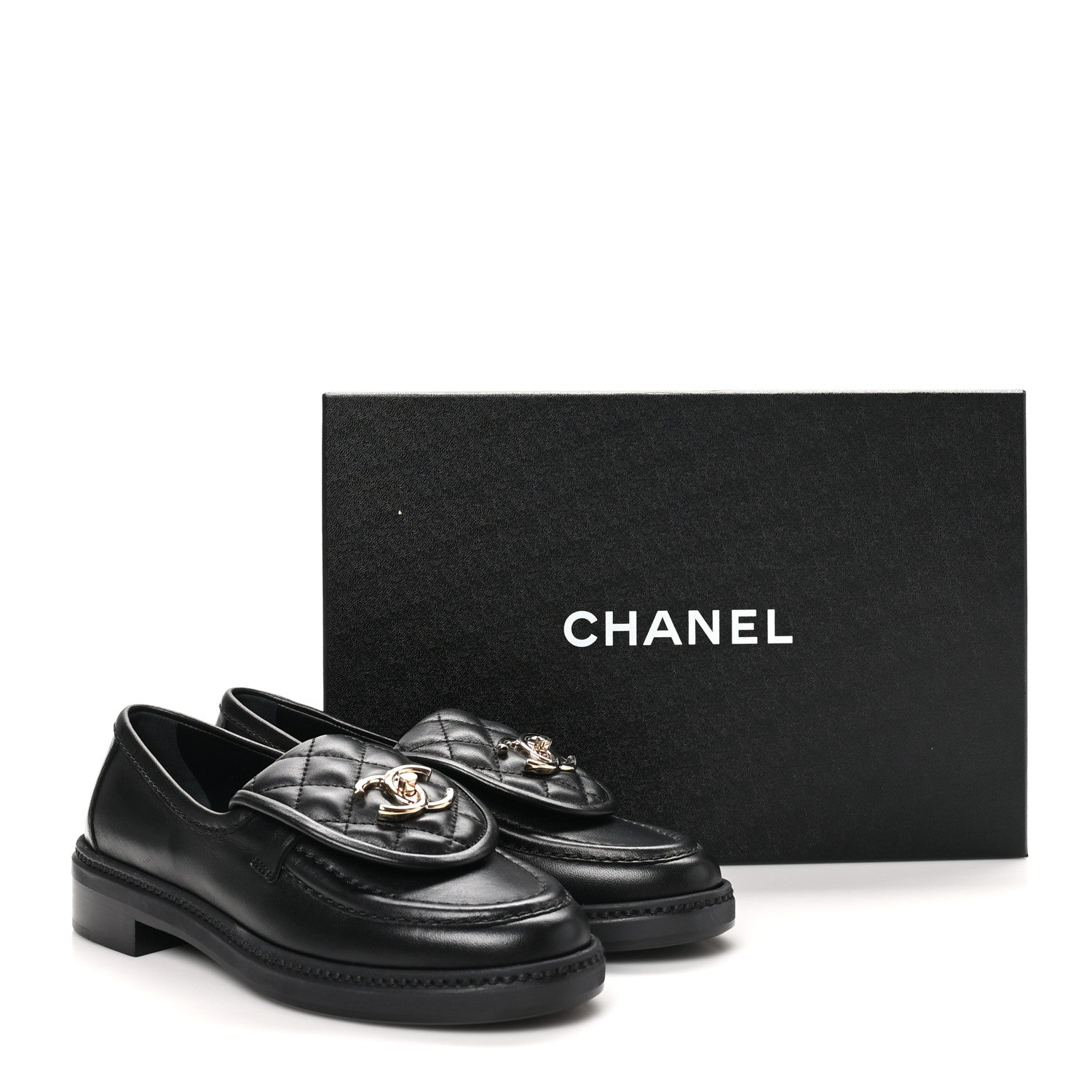 Chanel Lambskin Quilted CC Turnlock Loafers 35.5 Black 10 of 10