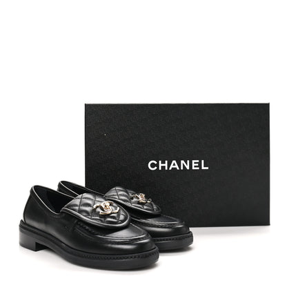 Chanel Lambskin Quilted CC Turnlock Loafers 35.5 Black 10 of 10