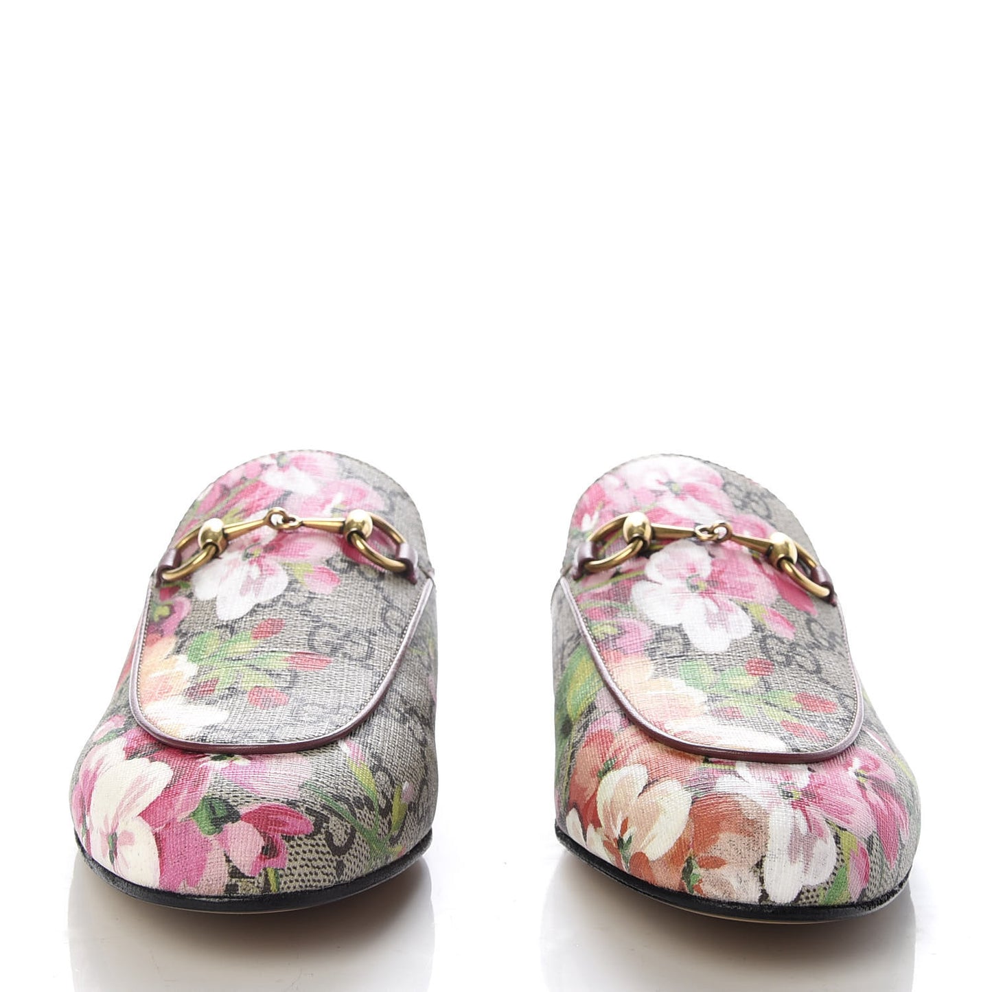 GG Supreme Monogram Blooms Womens Princetown Slippers 35.5 Beige Multicolor Dry Rose