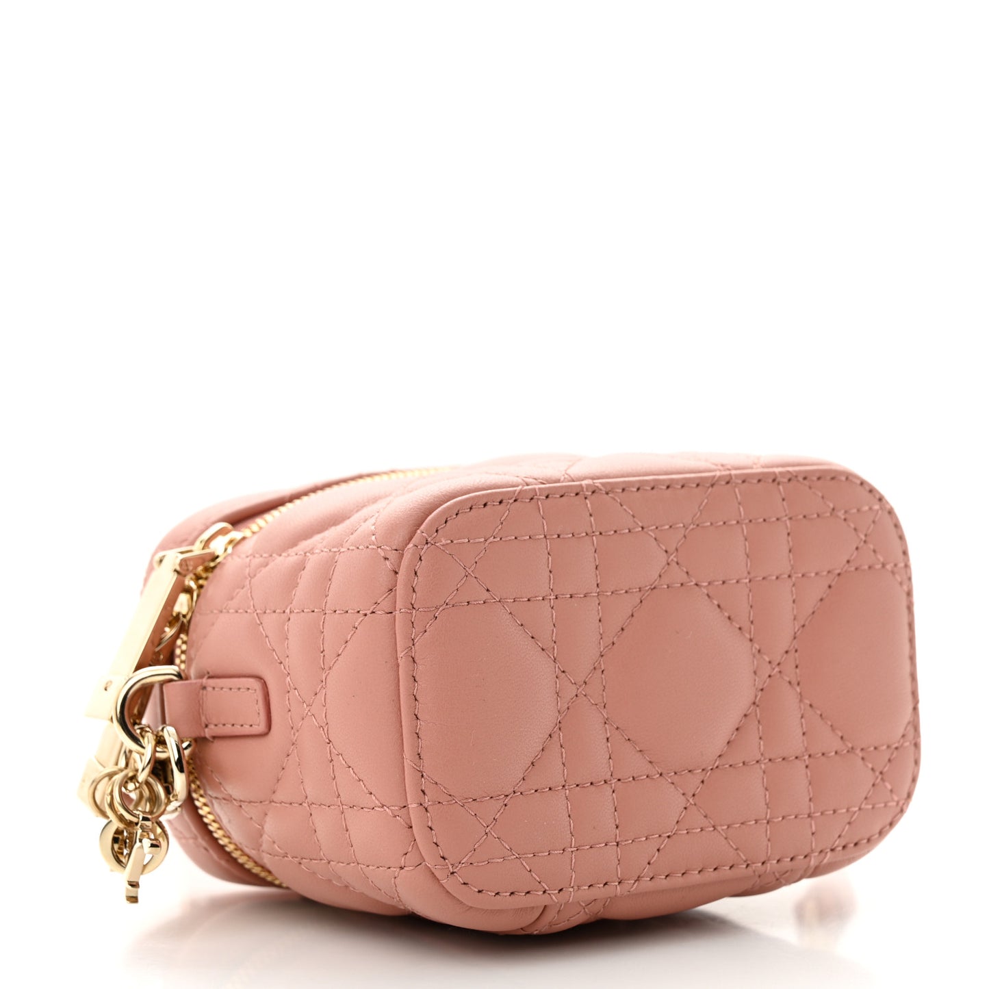 Lambskin Cannage Micro Lady Dior Vanity Case Deep Nude