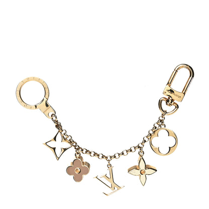 Louis Vuitton Brass Enamel Fleur De Monogram Bag Charm Chain Gold 1 of 4