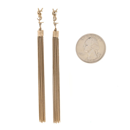 Saint Laurent Metal Monogram Loulou Tassel Earrings Gold 2 of 3