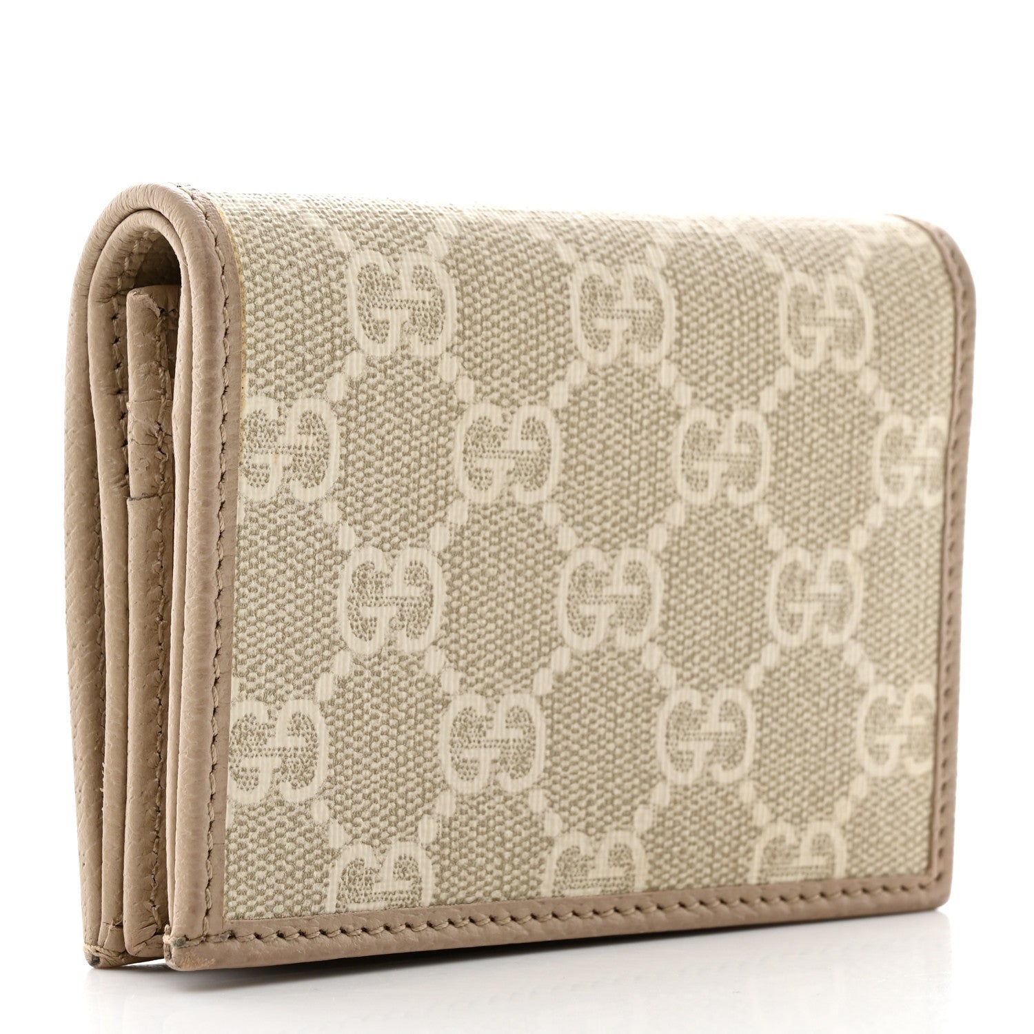 Gucci GG Supreme Monogram Textured Dollar Calfskin Horsebit 1955 Card Case Wallet Beige Mystic White Oatmeal 3 of 8
