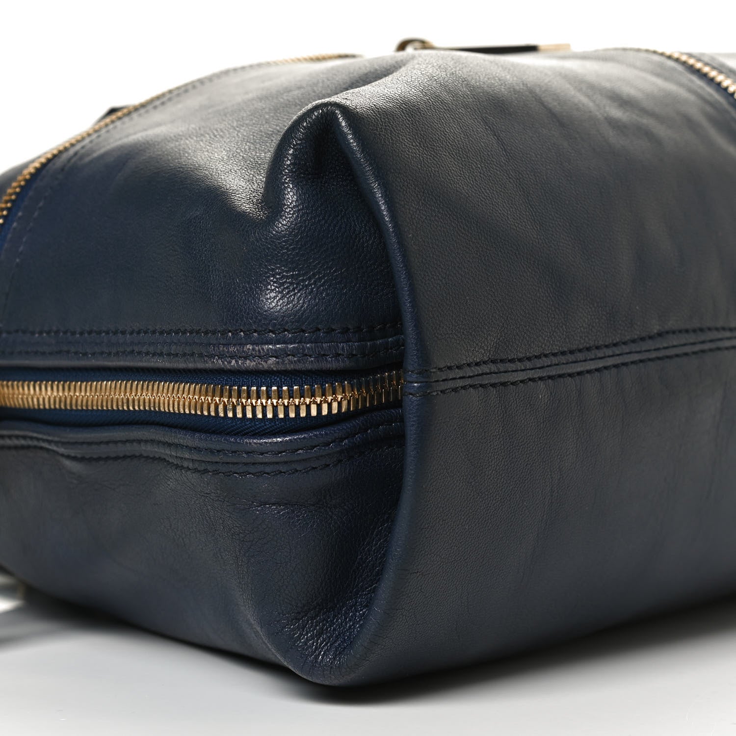 Fendi Sheepskin Zipper Satchel Navy 10 of 13