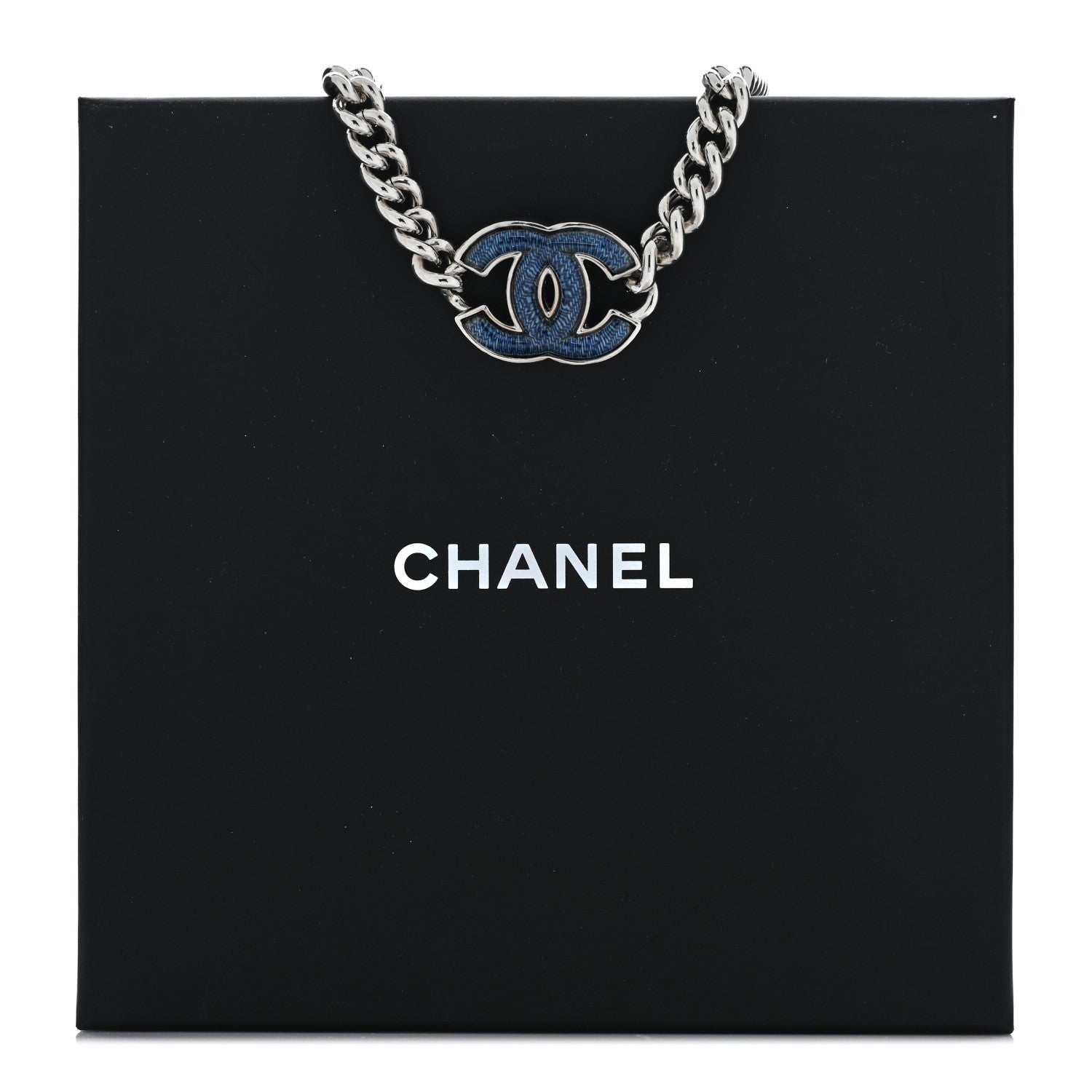 Chanel Enamel CC Chain Bracelet Silver Blue 5 of 5