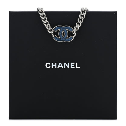 Chanel Enamel CC Chain Bracelet Silver Blue 5 of 5