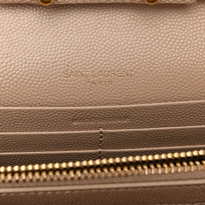 Saint Laurent Grain De Poudre Matelasse Chevron Monogram Chain Wallet Nude Powder 5 of 8