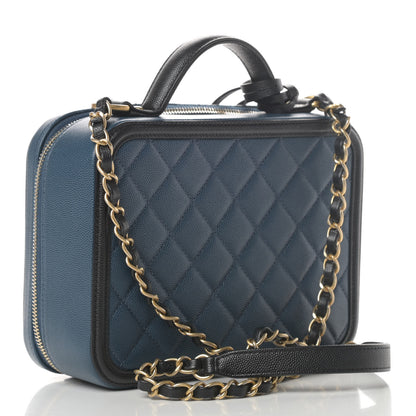 Chanel Caviar Quilted Medium CC Filigree Vanity Case Navy Black 3 of 10