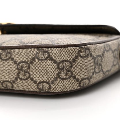 Gucci GG Supreme Monogram Textured Dollar Calfskin Web Mini Ophidia Envelope Shoulder Bag Beige Ebony 10 of 11