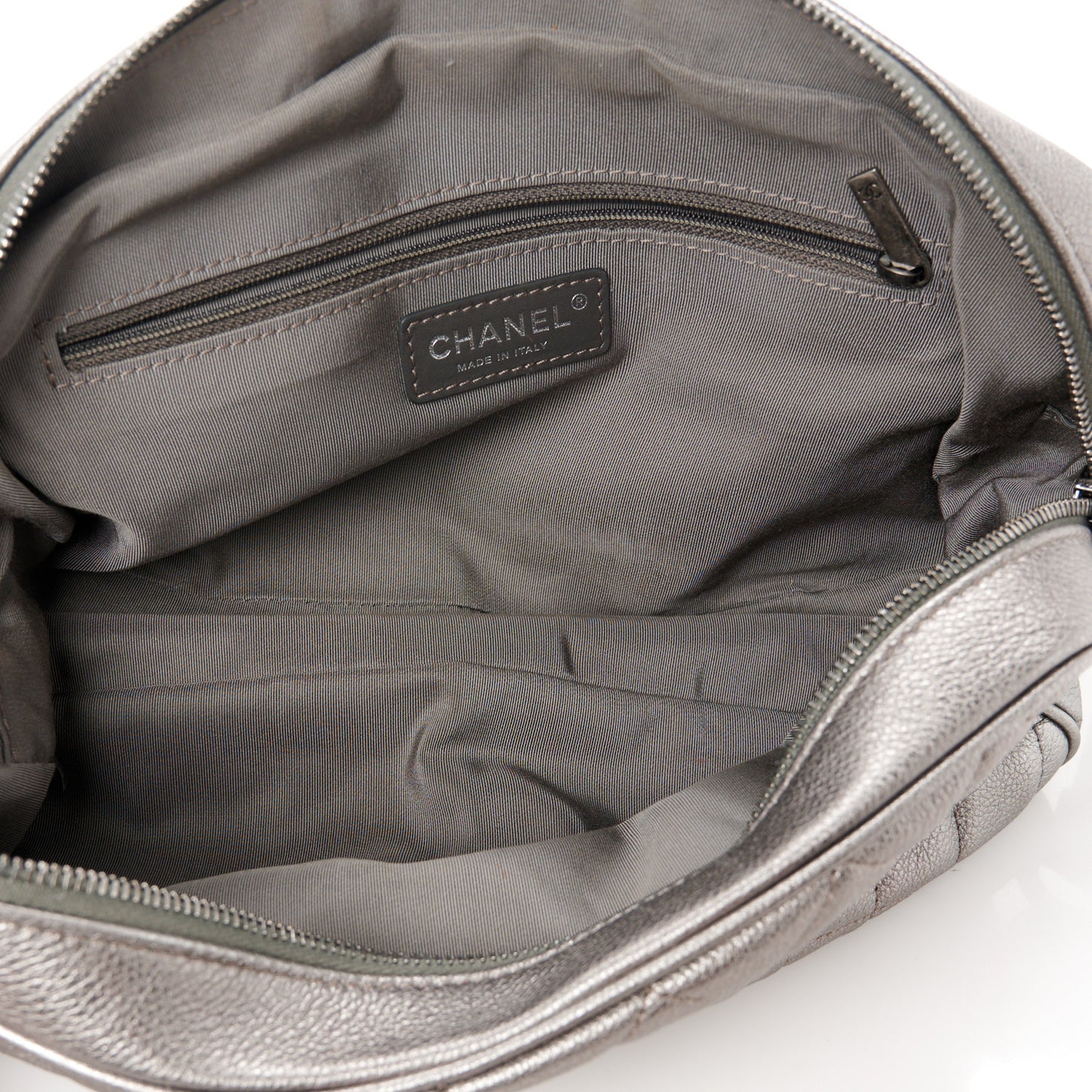 Metallic Calfskin Quilted Medium Casual Rock Flap Silver