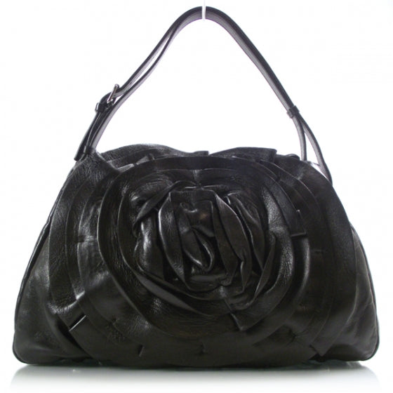 Valentino Garavani Leather Rosette Tote Black 1 of 10