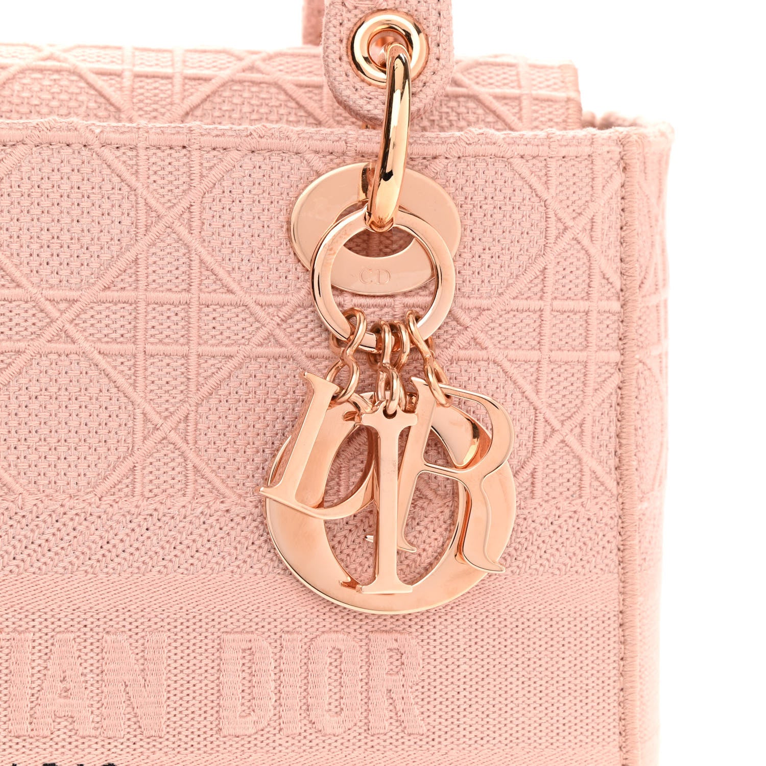 Christian Dior Canvas Embroidered Cannage Medium Lady D-Lite Pink 8 of 14
