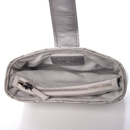 Chanel Metallic Aged Calfskin Quilted Mini Phone Holder Clutch Silver 5 of 9