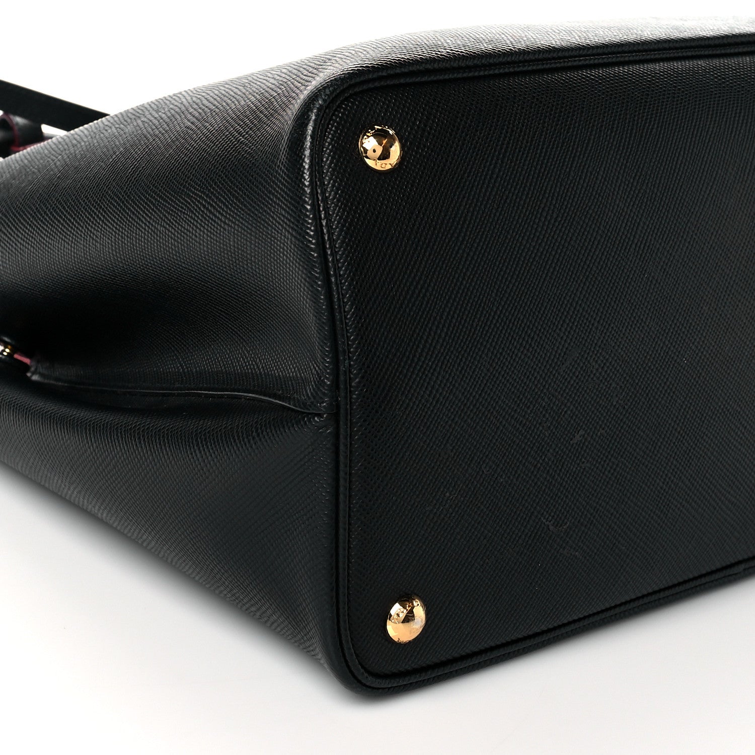 Prada Saffiano Cuir Large Double Bag Black Fuoco 10 of 12