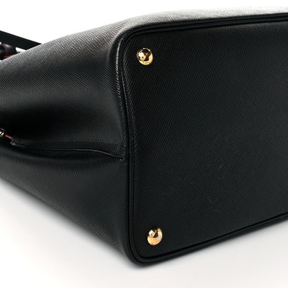 Prada Saffiano Cuir Large Double Bag Black Fuoco 10 of 12