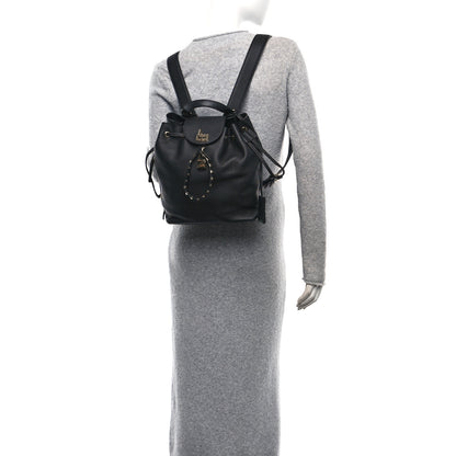 Valentino Garavani Pebbled Calfskin Rockstud Drawstring Backpack Black 2 of 11