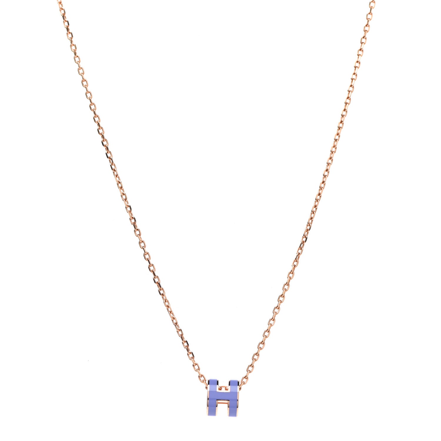 Hermes Rose Gold Mini Pop H Pendant Necklace Lilas 1 of 7