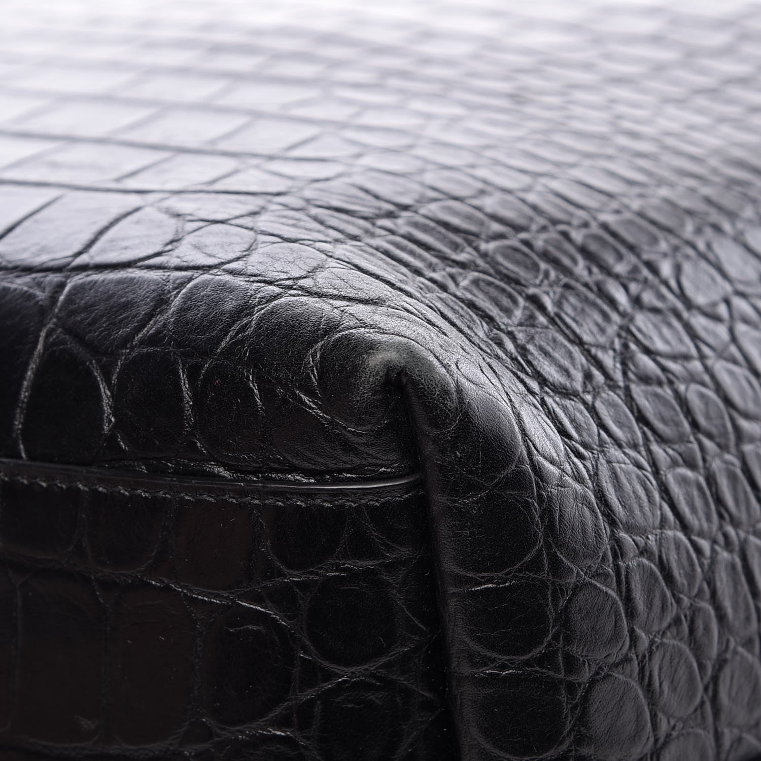 Saint Laurent Croc Calfskin Embossed Bold Shopper Tote Black 17 of 18